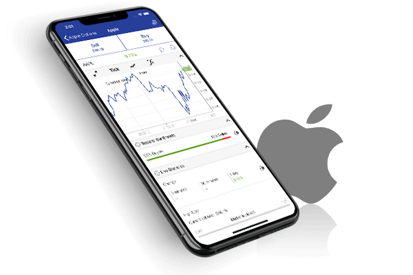 Apple trading screen in the Plus500 app.